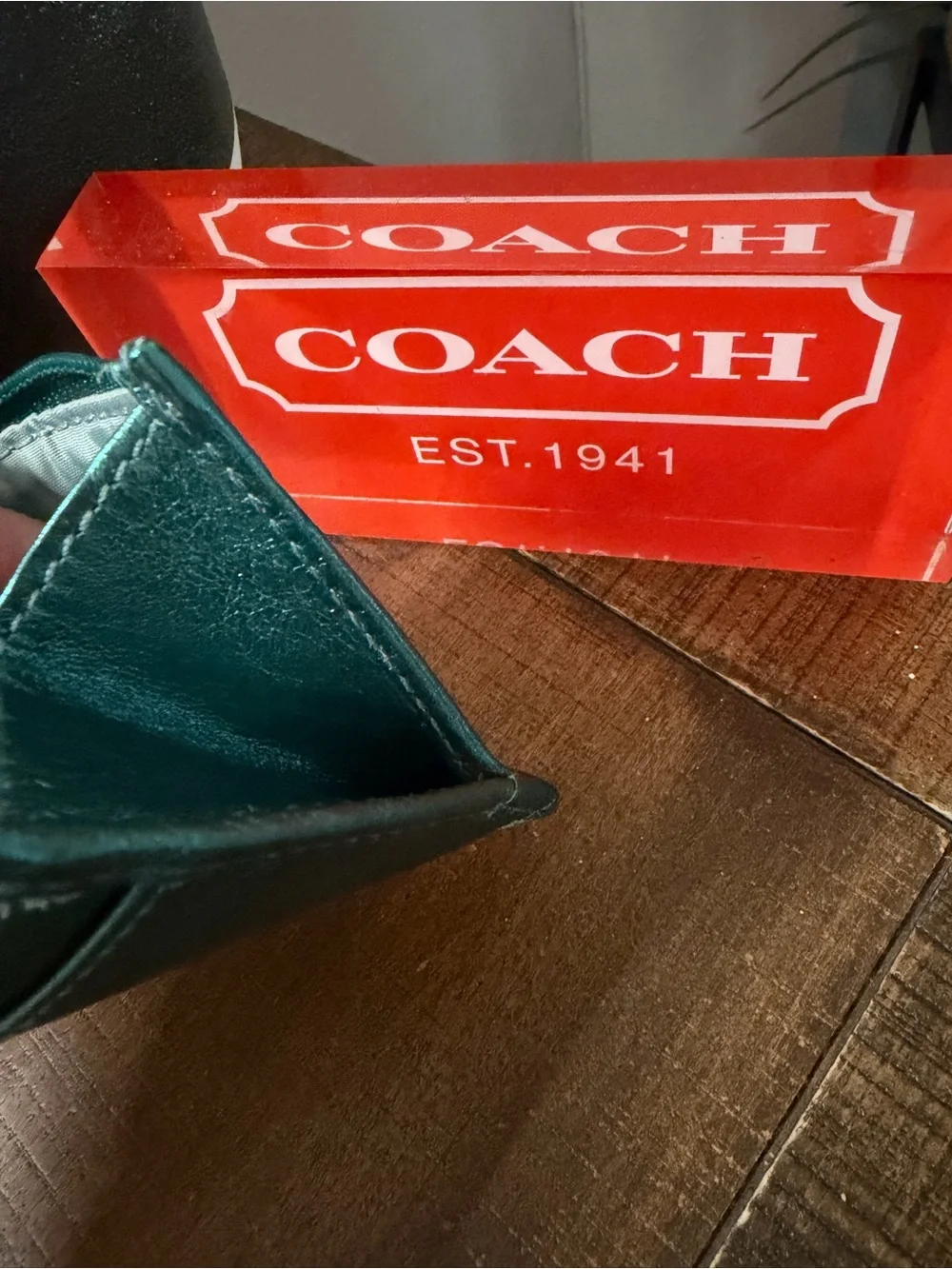 Coach Teal Key Ring Case